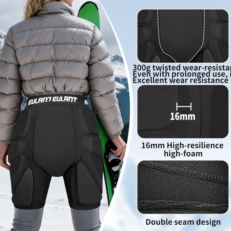 EULANT 3D Protection Hip Butt Pads Protective Padded Shorts Crash Pad Impact Gear for Skiing Skating Snowboarding - Image 4